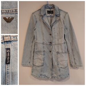 Armani Exchange Women's Classic Blue Denim Coat
